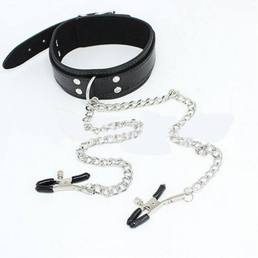 COLLAR CON PEZONERAS SADO - IntimoX SexShop