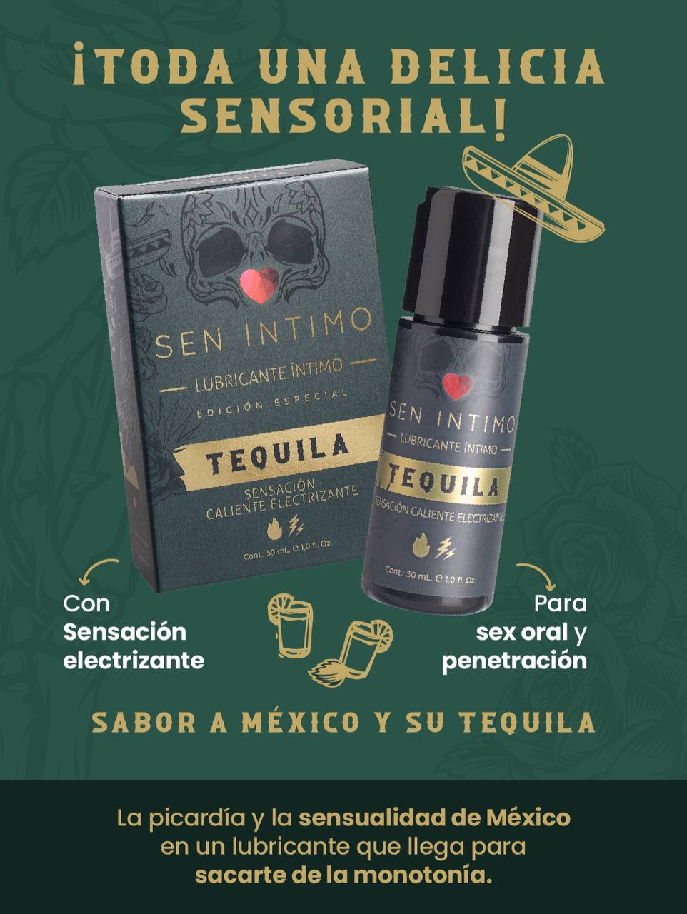 Lubricante Electrizante Tequila x 30 ml Sen Intimo - IntimoX SexShop