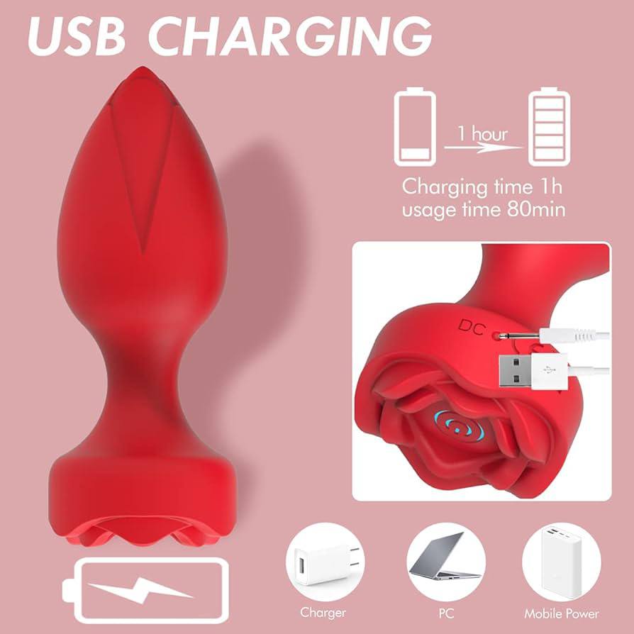 Plug anal vibratorio de silicona rose - IntimoX SexShop