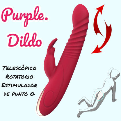 Purple Dildo vibrador telescopico tipo rabbit - IntimoX SexShop