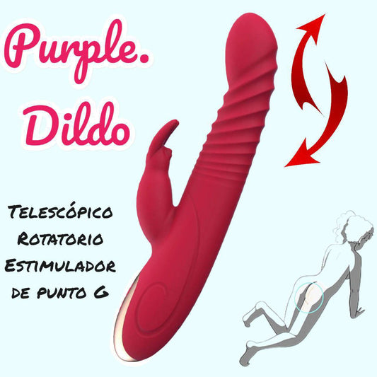 Purple Dildo vibrador telescopico tipo rabbit - IntimoX SexShop