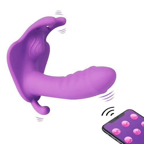 Vibrador para bragas con dildo manta raya con app - IntimoX SexShop