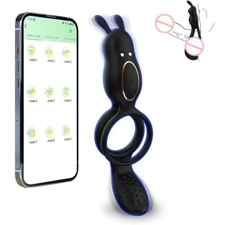 Anillo Vibrador Tipo Rabbit con App Hoppy